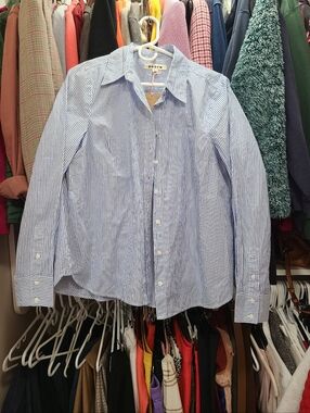 Boden Blue & White Pinstripe Button-Up Shirt